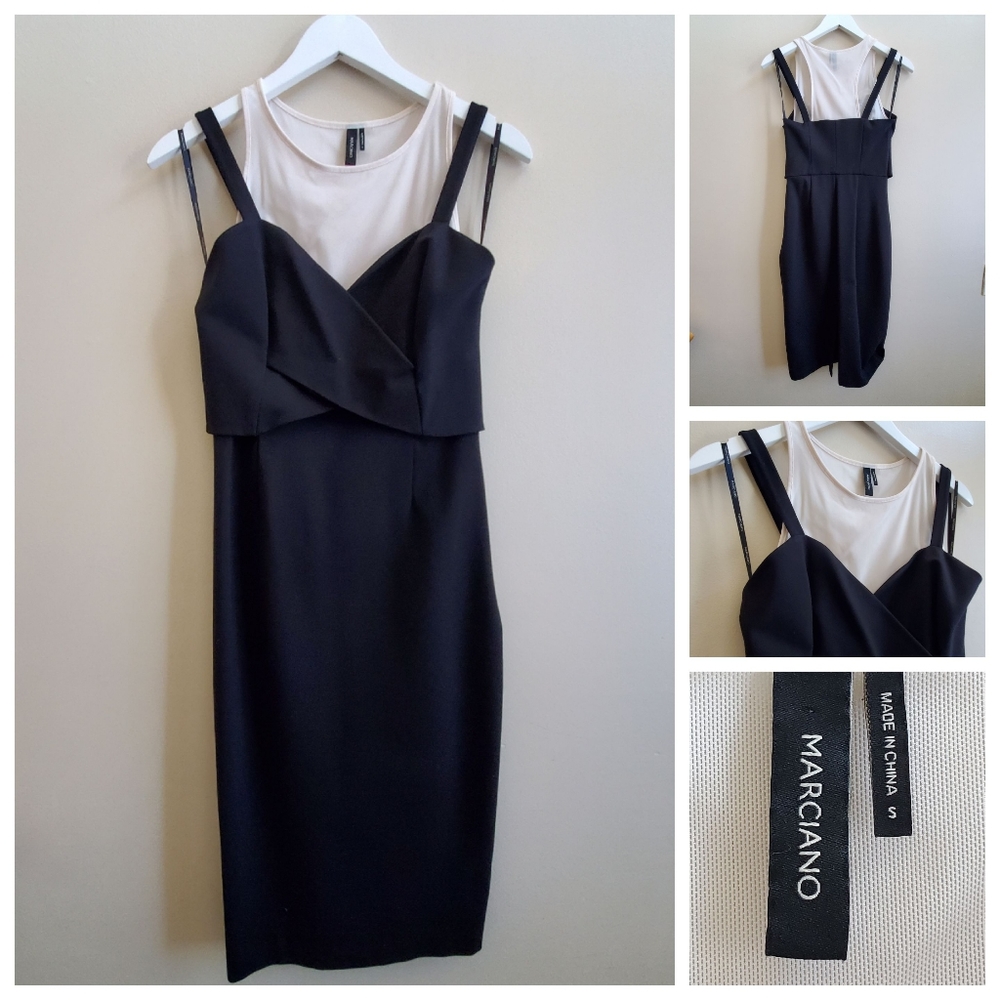 Marciano Black and White Fitted Dress,  Small Size